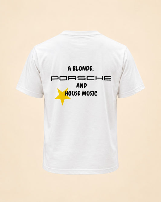 T-shirt A Blonde, Porsche and House Music Hustle Wear, vue de dos