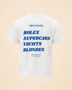 T-shirt Here To Succeed bleu Hustle Wear, vue de dos, design bleu