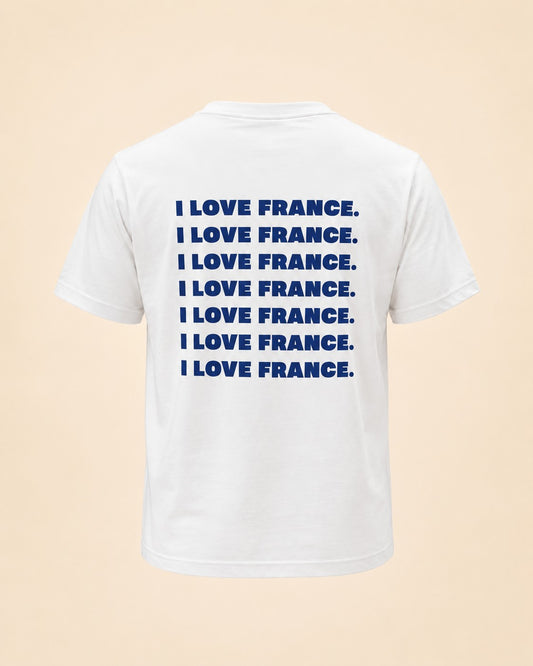 T-shirt I Love France blanc Hustle Wear, vue de dos