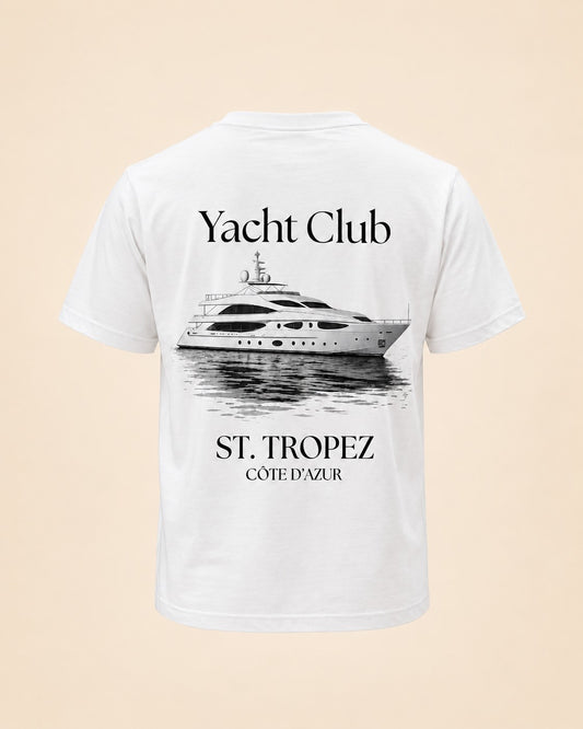 T-shirt Yacht Club Saint-Tropez blanc Hustle Wear, vue de dos, coloris blanc